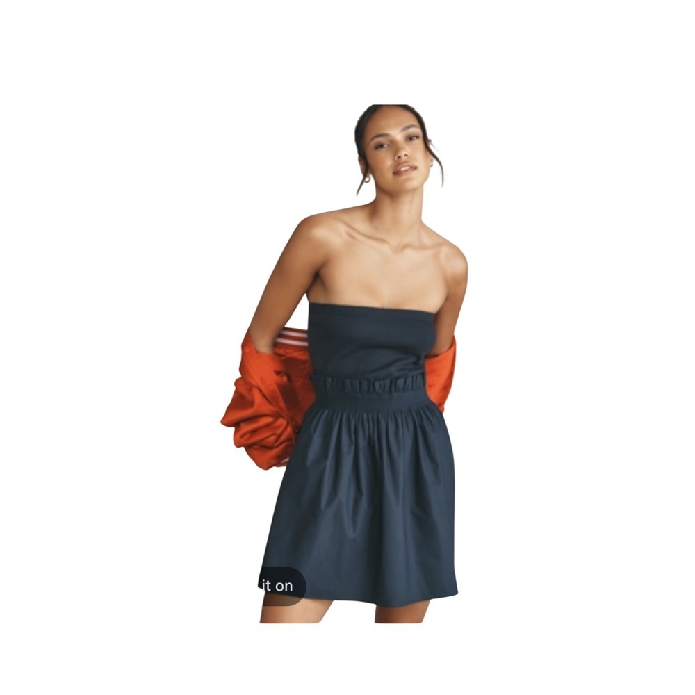 Sundays Tube Dress Women S Navy New Strapless Paperbag Waist Anthropologie